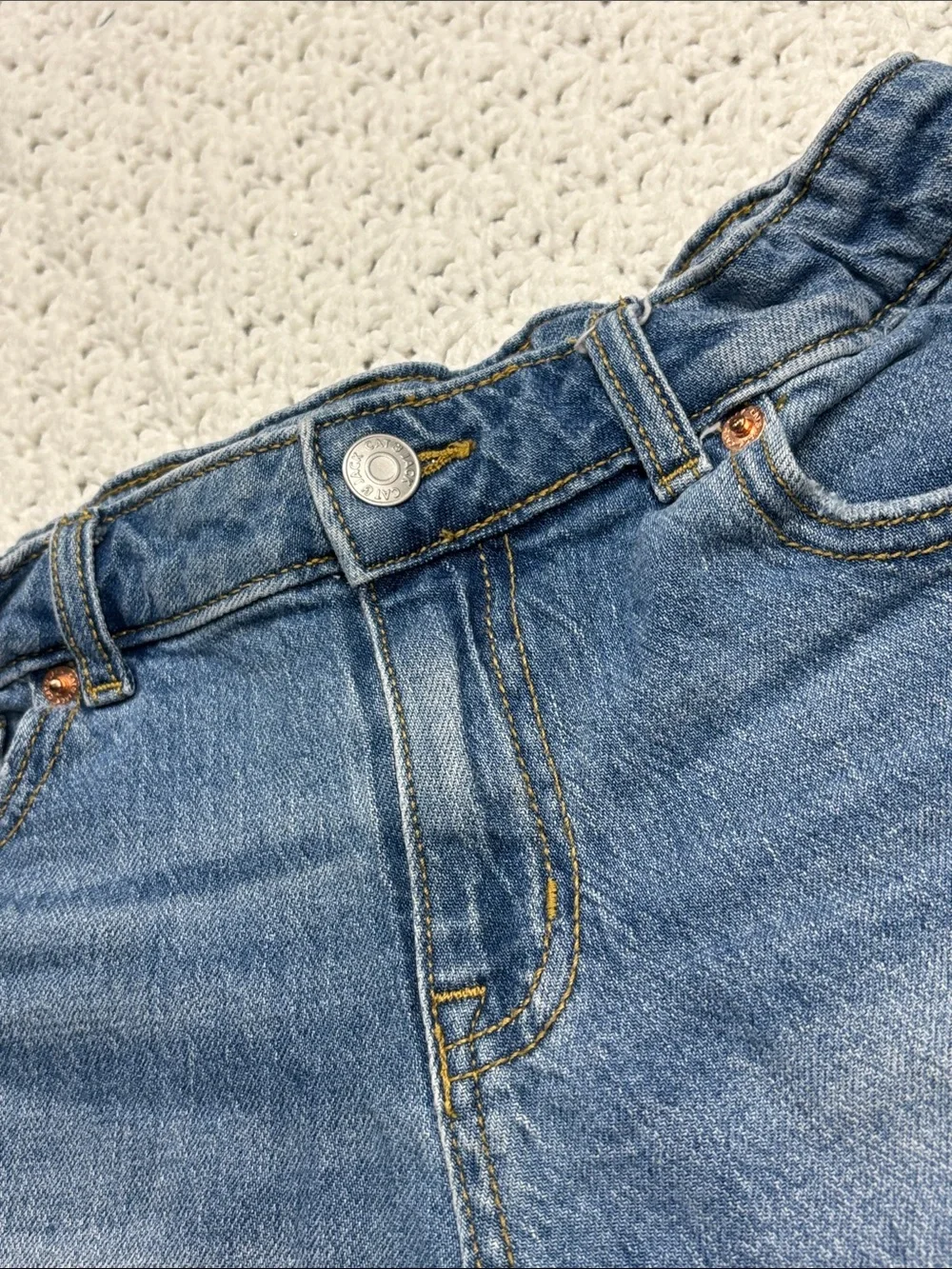Cat & Jack Distressed Embroidery Stretch Blue Denim Jean Shorts Girls Size L !